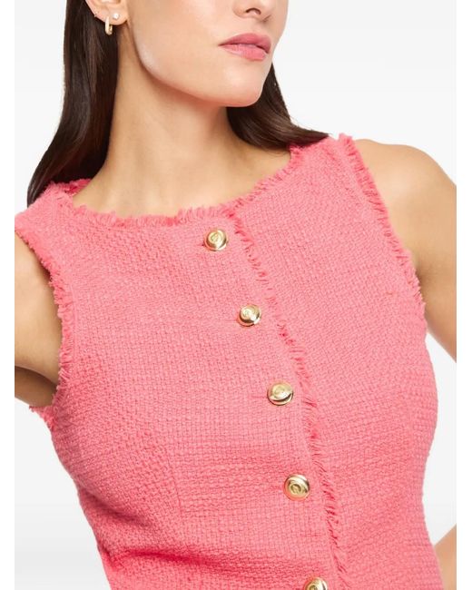 Cinq À Sept Pink Camen Button Bouclé Vest