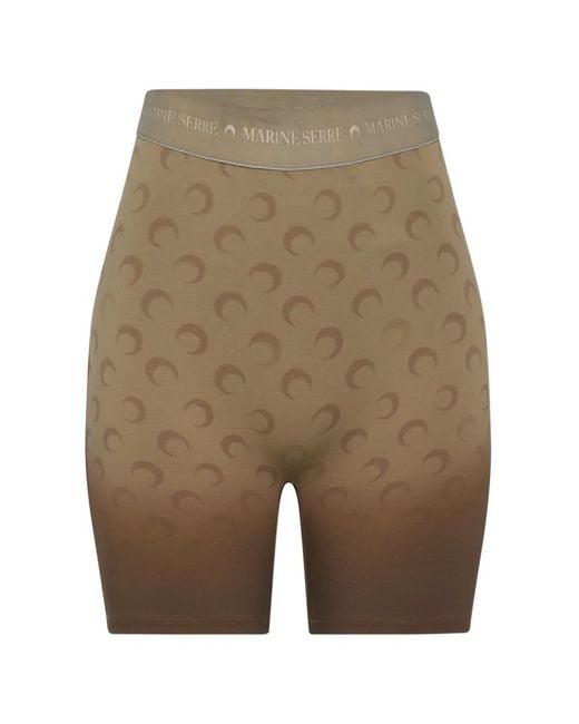 MARINE SERRE Natural Moon-Print Faded Shorts