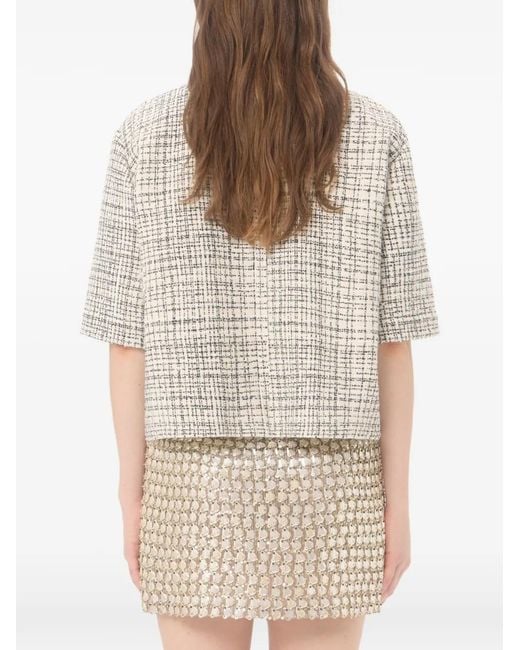 Valentino Garavani White Veste En Tweed À Manches Courtes