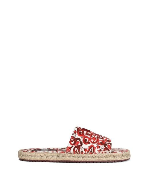 Dolce & Gabbana Pink Majolica-Print Canvas Espadrilles for men