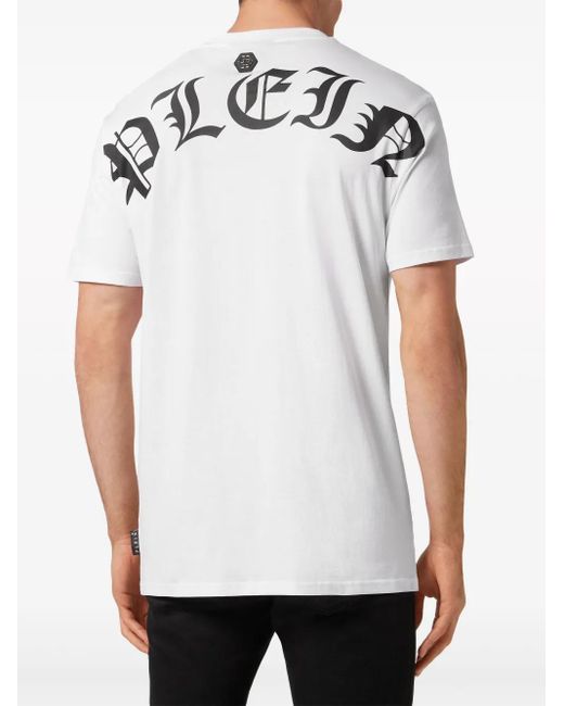 Philipp Plein Blue Smile-Print Cotton T-Shirt for men