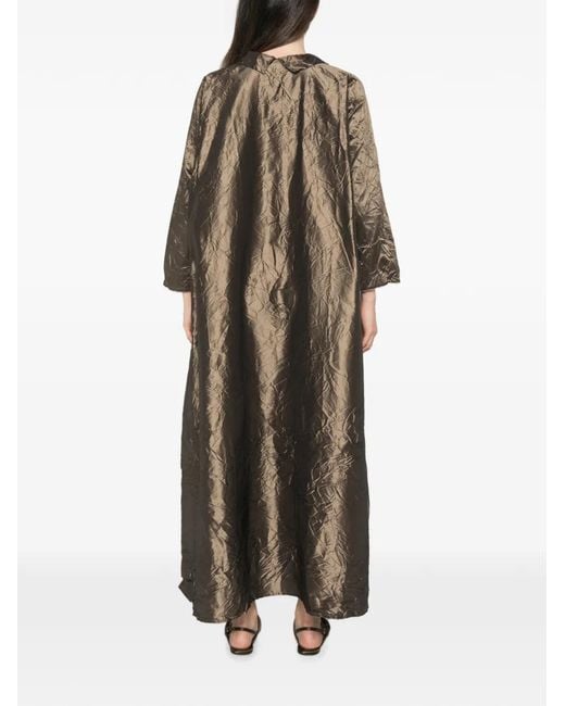 Daniela Gregis Natural Crinkled-Finish Maxi Dress