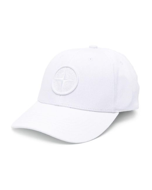 Stone Island Baseball Hat In White Reps With Logo for men