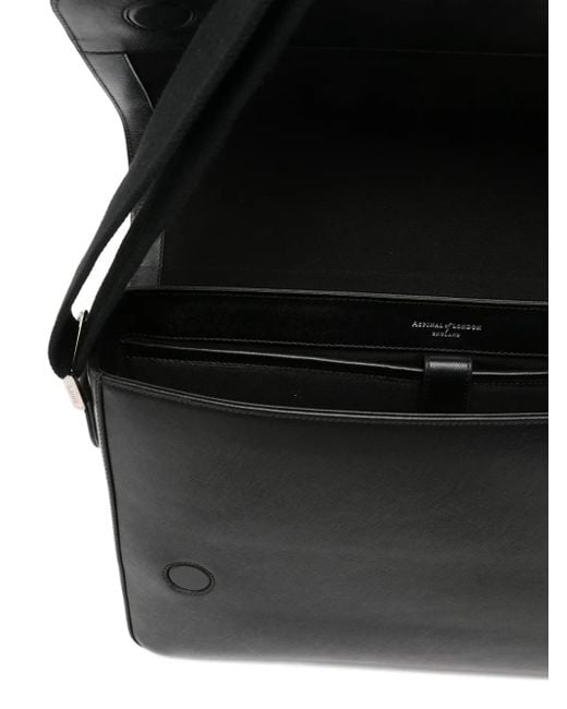 Borsa Messenger Con Logo di Aspinal in Black da Uomo