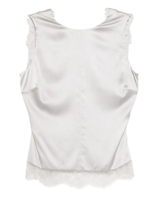 Tom Ford White Lace-Trimmed Sleeveless Top