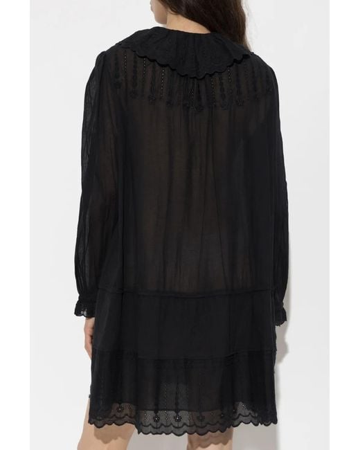 Isabel Marant Black Lenora Embroidered Cotton Mini Dress