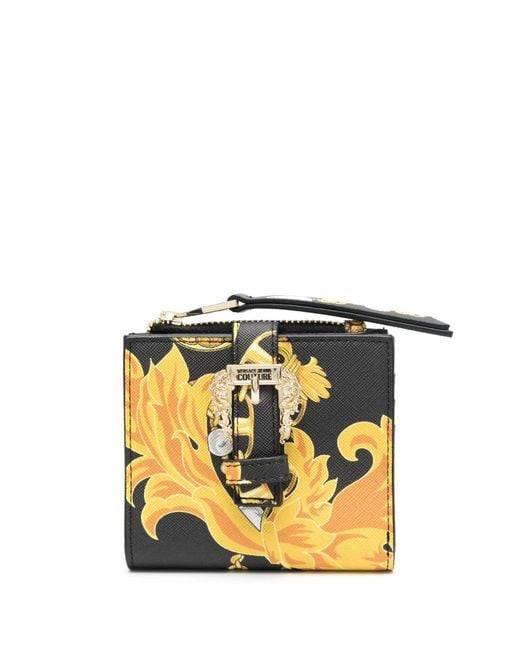 Versace Jeans Couture Metallic Baroque-Pattern Print Leather Wallet