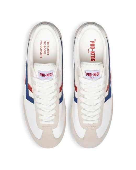 Pro Keds White Racer 77 Leather-Inserts Sneakers