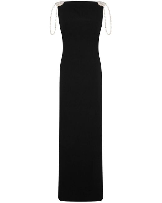 DSquared² Black Faux Pearl-embellished Maxi Dress