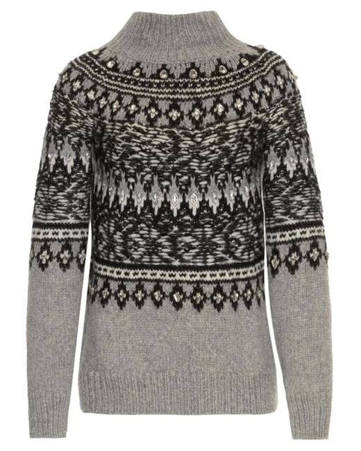 Maglione Con Decorazione di Oscar de la Renta in Gray