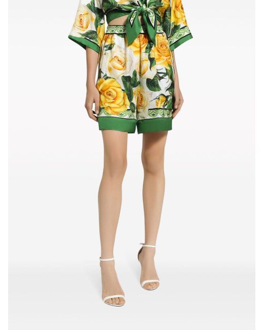 Shorts a fiori di Dolce & Gabbana in Yellow