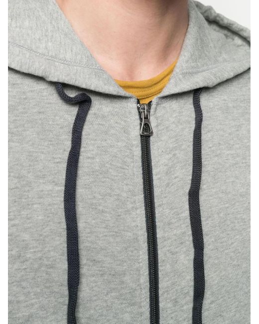 James Perse Gray Vintage Cotton Zip-Front Hoodie for men