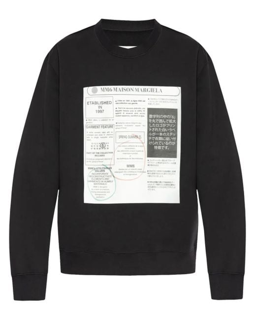 MM6 by Maison Margiela Black Printed Sweatshirt for men