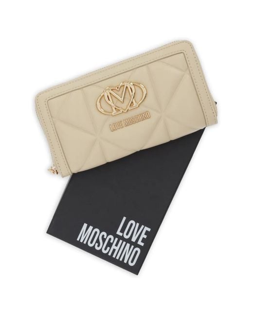 Love Moschino Natural Quilted Logo-Motif Wallet