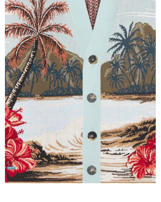 Alanui White Hidden Bay Tropical-Print Cardigan for men