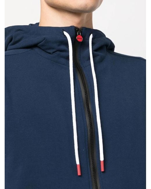 Kiton Blue Drawstring-Hood Zip-Up Hoodie for men