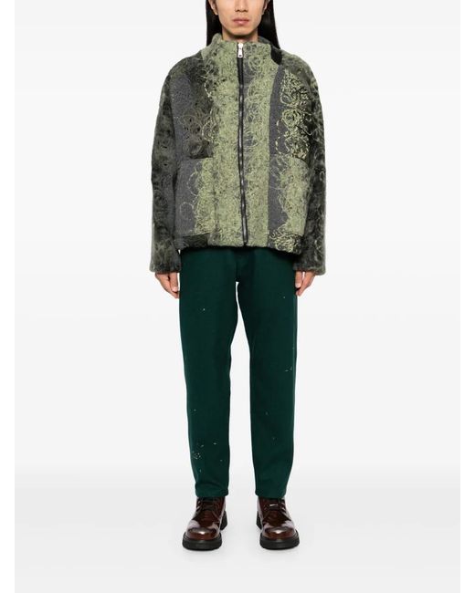 Undercover Green Embroidered Pants for men