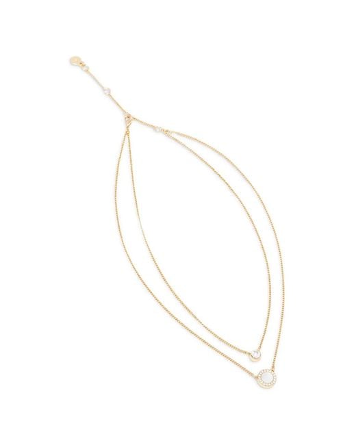 DKNY White Layered Crystal-Embellished Necklace