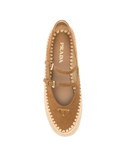 Prada White Suede Ballerinas