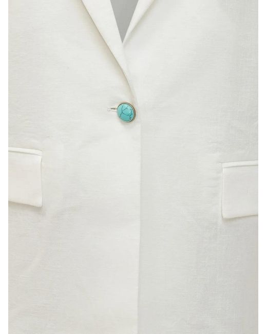 A PAPER KID White Stone Button Linen Jacket
