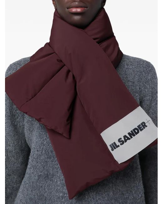 Jil Sander Purple Logo-Patch Padded Scarf for men
