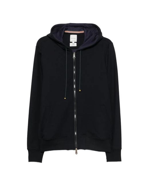 Paul Smith Black Zip-Up Drawstring Hoodie for men