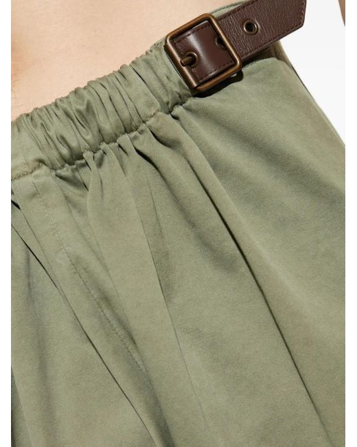 Loewe Green Belted Cotton Satin Straight Pants for men