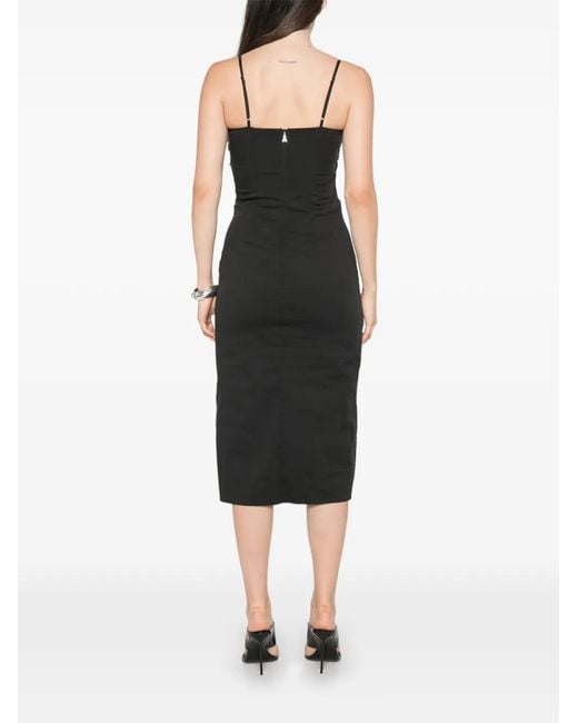 Patrizia Pepe Black Ruched Spaghetti-Strap Midi Dress