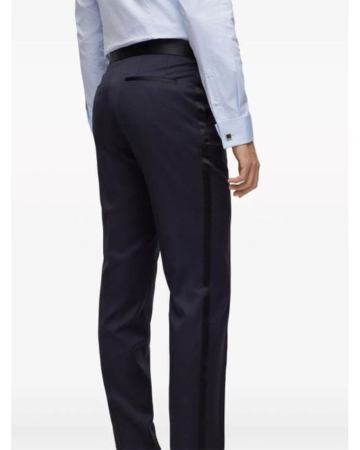 Boss Blue Tailored Virgin Wool Trousers for men