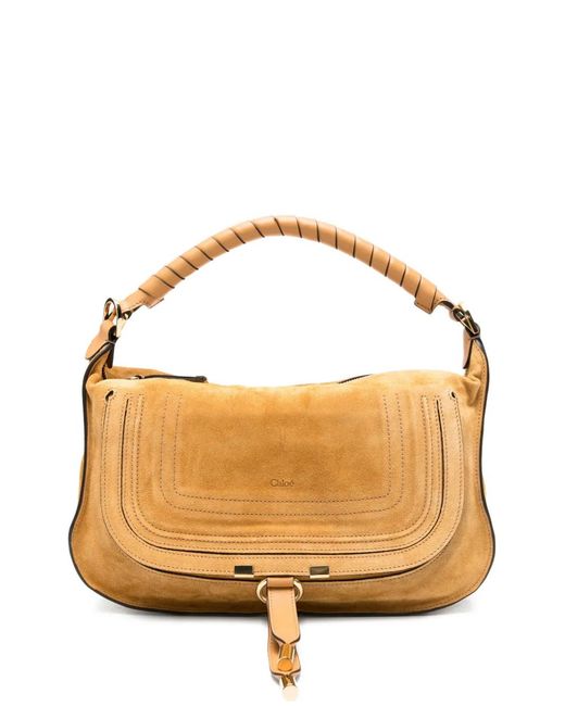 Chloé Metallic Small Marcie Topstitched-Handle Tote Bag