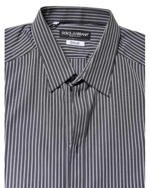 Dolce & Gabbana Gray Striped Long-Sleeve Shirt for men