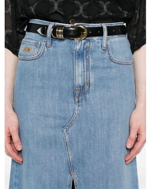 Jacob Cohen Blue Front-slit Denim Midi Skirt