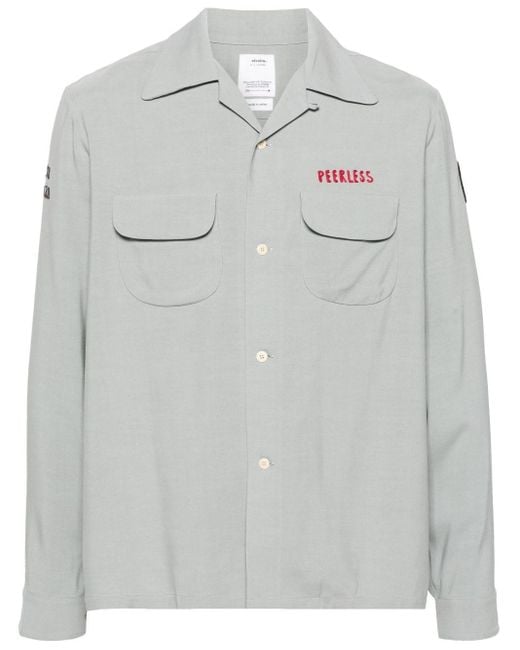 Visvim Gray Logo-embroidered Shirt - Men's - Rayon for men