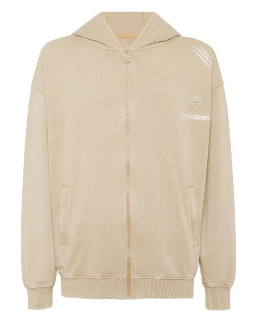 Philipp Plein Natural Graphic-Print Zip-Up Hoodie for men
