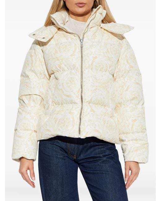 Versace Blue Printed Padded Jacket