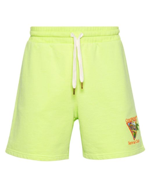 Casablancabrand Yellow Tennis Club-embroidered Track Shorts for men