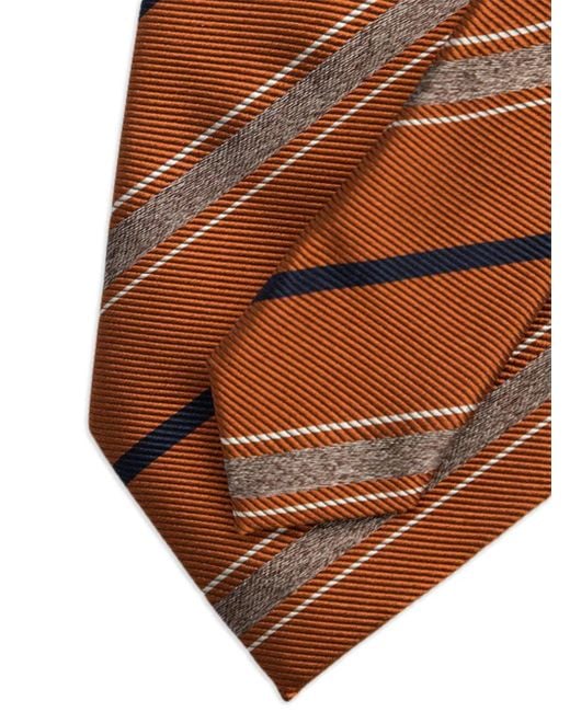 Corbata de seda a rayas Brunello Cucinelli de hombre de color Brown