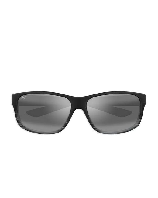 Maui Jim Gray Kaiwi Striped Rectangle Sunglasses