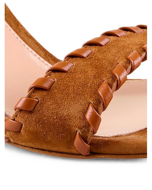 Gianvito Rossi Brown Whipstitch-Trim Suede Sandals