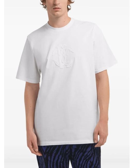 Roberto Cavalli White Logo Cottont-Shirt for men