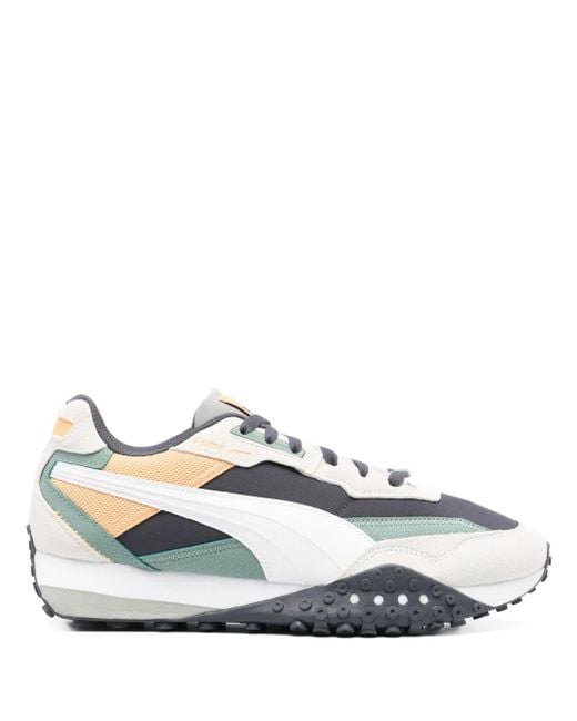 PUMA White Blktop Rider Sneakers