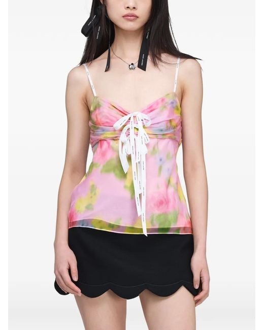 Marc Jacobs Pink Blurred Floral-Print Top