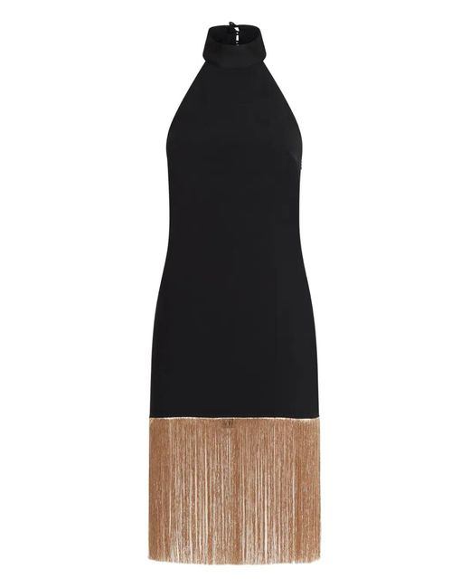 Taller Marmo Black Berlin Halterneck Fringed Mini Dress