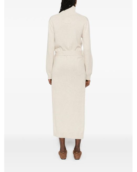 Nanushka White Turtleneck Tie Knitted Midi Dress
