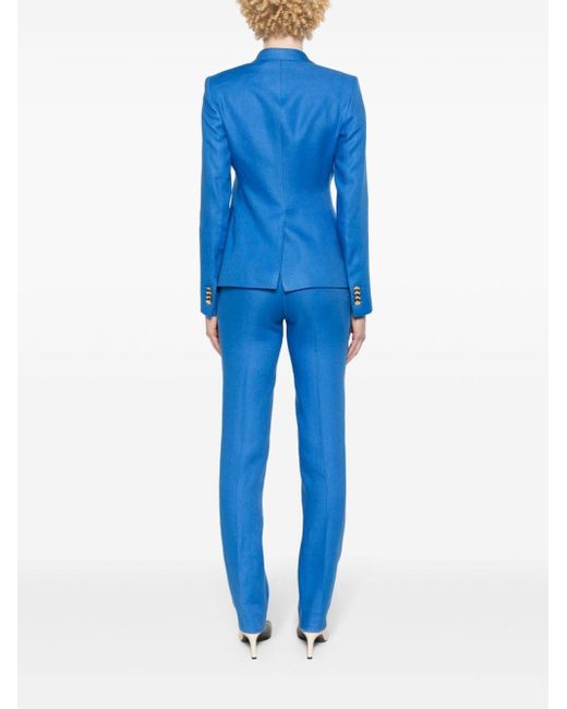 Tagliatore Blue Linen Double-breasted Suit
