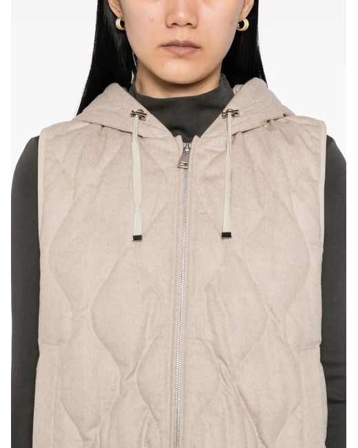 N.Peal Cashmere Natural Padded Hood Gilet