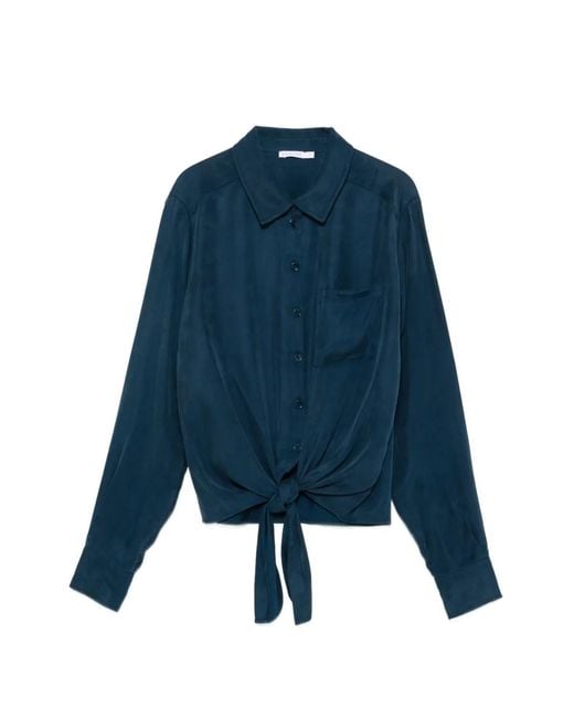 Patrizia Pepe Blue Bow-Detail Shirt