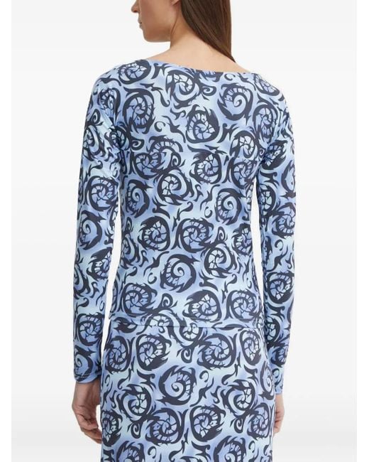 Résumé Blue Square Neck Printed Top