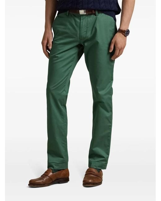Polo Ralph Lauren Green Cotton Tapered Trousers for men