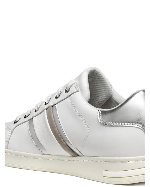 Geox White Leather Panelled Sneakers